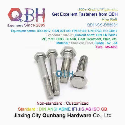 [ in Stock ] 15%off Qbh DIN931 M8X35 Stainless Steel Ss 304 316 Promotion Promotional Fastener Hex Bolts