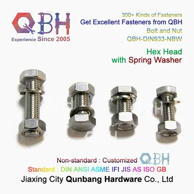 [ in Stock ] 15%off Qbh Stainless Steel M8*35 DIN933 Bolt+DIN934 Nut+DIN125 Flat Washer/DIN127 Spring Washer SS304 SS316 Promotion Promotional Fastener Assembly