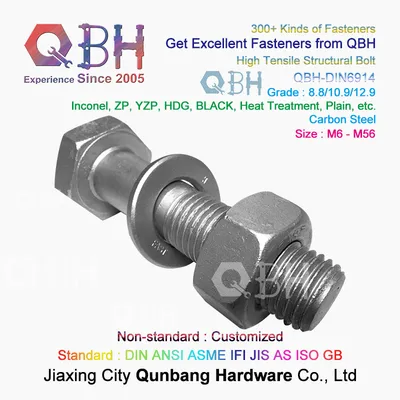 14399 Heavy Hex Bolts High Strength Hexagon Head Structural Bolt Black HDG DIN6914