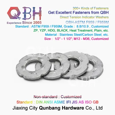 15% off in Stock Online Trading Qbh ASTM F959/F959m Direct Tension Indicator Dacromet Round Flat Special Washer Shims