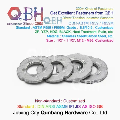 15% off in Stock Online Trading Qbh ASTM F959m Direct Tension Indicator Dacromet Metal Carbon Steel/Stainless Steel Round Flat Special Joint Ring