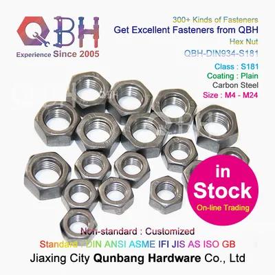 15% off in Stock Qbh S181 DIN 934 M8 Grade 6 Zp Zinc Plating Carbon Steel Hex Hexagonal Hexagon Nut