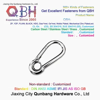 AISI304/316 Stainless Steel Snap Hook with Eye, DIN5299 From a Standard Carbine/Snap/Spring Hook Metal Snap Hook