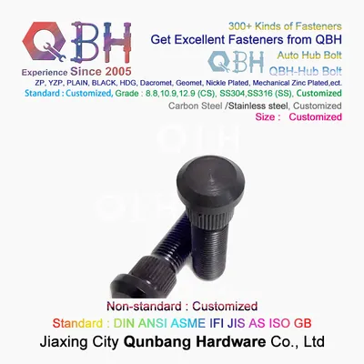 Carbon Steel Black Yellow Zinc Plated Plain Round Head Automotive Truck Tire Wheel Hub Fixings Knurled Bolts Screws Hradware