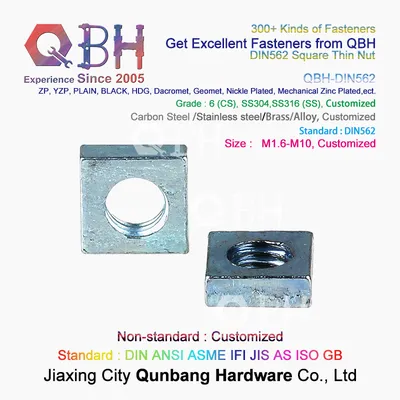 DIN 562 Square Thin Nuts Used in Machine Building, Instrument Engineering and Construction for Reliable Connection of Fa