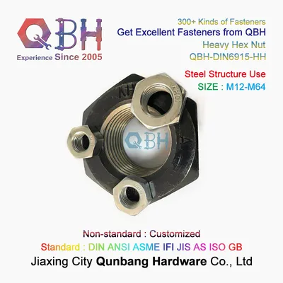 DIN 6915 M12 - M64 High Strength Heavy Black HDG Zinc Plating Steel Structure Building Materials 10 Hv Hex Nuts