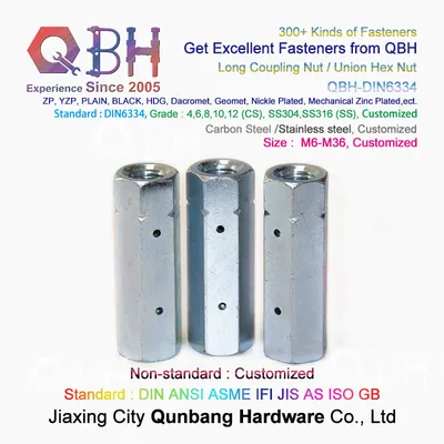 DIN6334 Hex Long Nut with Hole Non-Standard Hex Highe Nuts Coupling Nut
