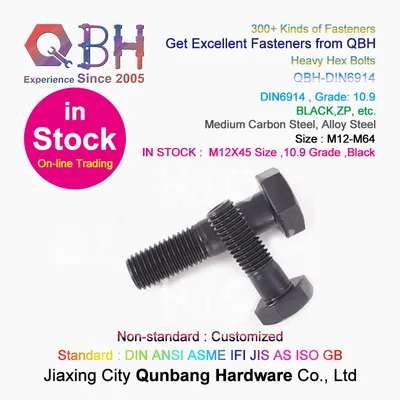 DIN6914 Carbon Steel Hexangular Head Bolts External Threaded Fasteners