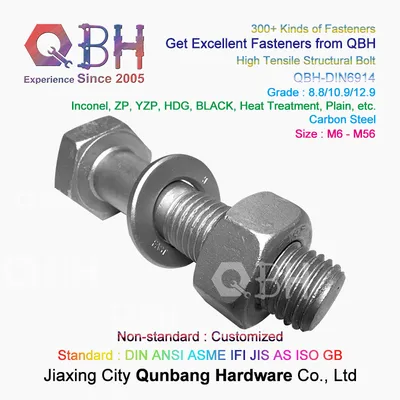 DIN6914 En 14399 Heavy Hex Bolts High Strength Hexagon Head Structural Bolt High Quality Black HDG