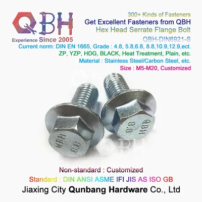 DIN6921 Hex Head Flange Bolt with Serrations Zinc Plating Black Zp Yzp