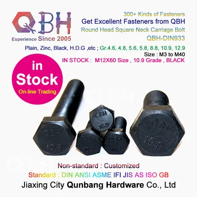 DIN933 High Strength Full Thread Carbon Steel Black Hexagonal Head Bolt