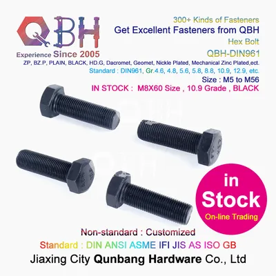 DIN961 Carbon Steel Hex Bolts Black