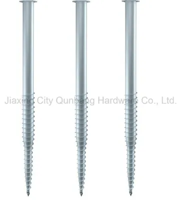 Galvanized, 48-114X600mm-3500mm, Screw Pile with Flange Plate, Qbh003