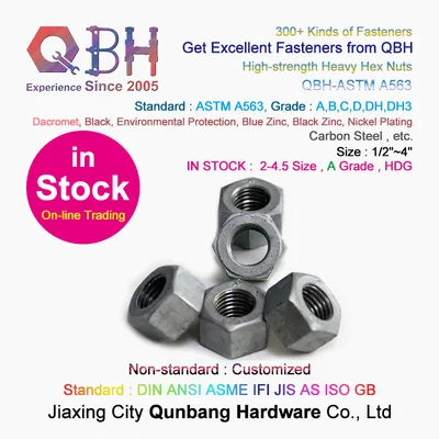 HDG Carbon Steel High-Strength Heavy Hex Hexagon Nuts Internal Threaded Fasteners