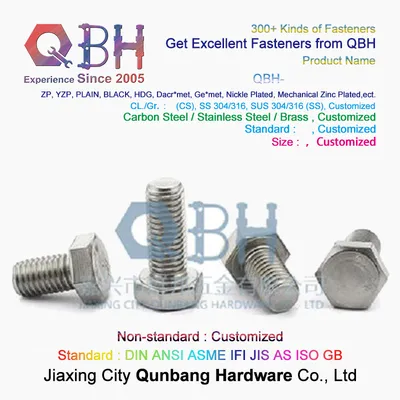 Hex Bolts Hexagon Head Bolt (DIN931 M5-M56 Stainless Steel, 304, 316)