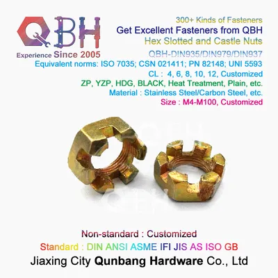 Hexagon Thin Castle Nuts (DIN 937 M6-M52 Y. Z. P.)