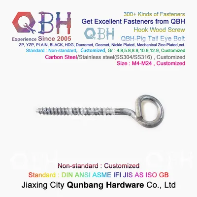 High Quality Fiber to The Home FTTH Fittings HDG Pig Tail Eye Hook Wood Screw Eye Corkscrew Bolt