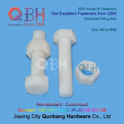 High Temperature Resistance Electronic Mechanical Industry PVDF Spare Fitting Plastic Hex Bolt/Nut/Screws