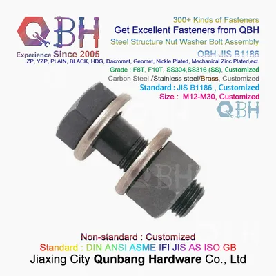 JIS B1186 Standard F8t/F10t Carbon Steel Black Hexgon Steel Nut Washer Bolt Steel Structure Building Fastener Hardware
