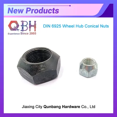 New Arrival Qbh DIN6925 M3-M36 DIN 6925 HDG Zinc Plated Black Auto Tyre Wheel Hub Lock Hex Conical Nuts