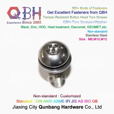 OEM M8 M10 M12 Stainless Steel Tamper-Resistant Button Head Inner Flower Torx Screws Washer Liner Bolt