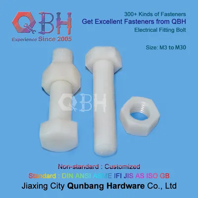 Qbh 6.8 M3-M30 High Temperature Resistance Electronic Mechanical Industry Plastic PVDF Spare Parts Fastener Supply Screws Bolt Nut Accessories