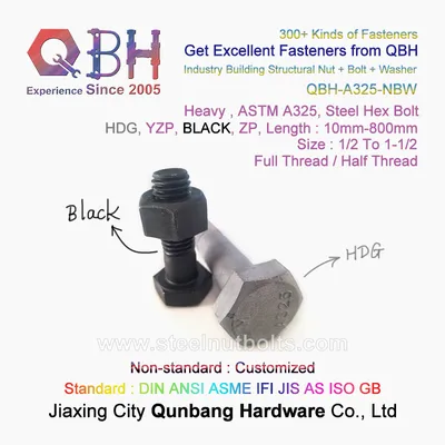 Qbh 8.8/10.9/12.9 ASTM F3125 Black F 3125 Steel Structural Hexagon Hex Head Bolt (A 325/325M)