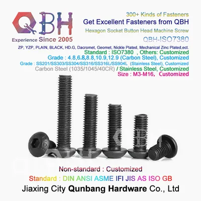 Qbh 8.8 10.9 ISO7380 Black Carbon Steel Metric Socket Head Screws