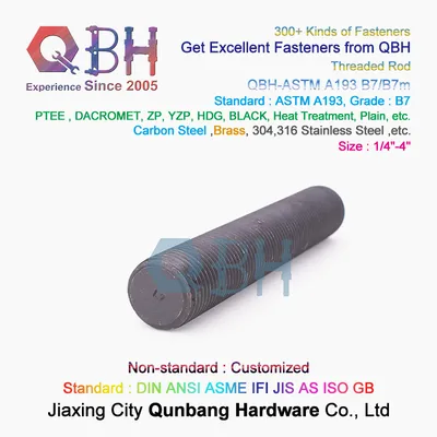 Qbh ASTM A193 B7 B7m Alloy Brass Carbon Stainless Steel Black Half Fully Rod Thread