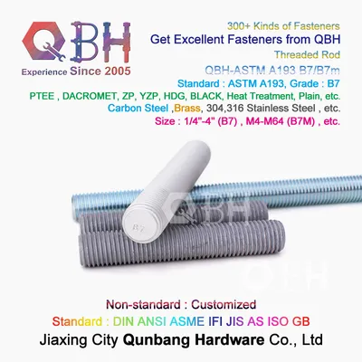 Qbh ASTM A193 B7/B7m Customized OEM ODM High Strength Carbon Steel Stainless Steel Brass Stud Bolt All Threaded Thread Rods Studs