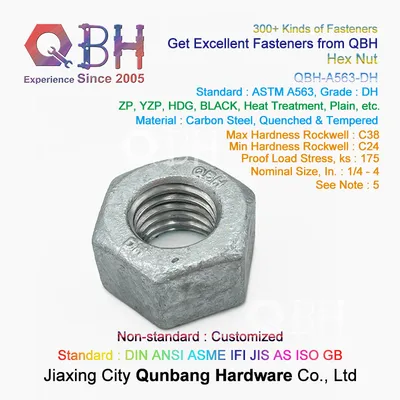 Qbh ASTM A194-2h A563-Dh Telecommunication Telecom Tower Reinforcement Knurled Step Bolt Module Subassembly Element Component Partner Heavy Hex Hexagonal Nut