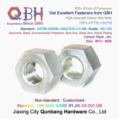 Qbh ASTM A563m 10s Grade HDG Carbon Steel High-Strength Heavy Hex Nuts