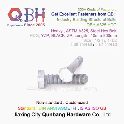 Qbh ASTM F 3125 Carbon Steel Hot DIP Galvanizing H. D. G. F3125 Hex Heavy Bolt (ASTM A 325/325M)