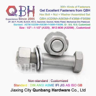 Qbh ASTM F 3125 Carbon Steel Zp/Yzp/Bzp/Plain/Black/HDG/PTFE/Nickle Plated Nut Bolt Washer (ASTM A 325/325M)