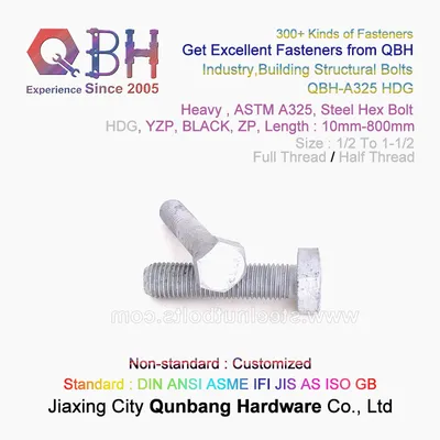 Qbh ASTM F3125 Carbon Steel HDG Hex Heavy Bolt (ASTM A325/A325M)