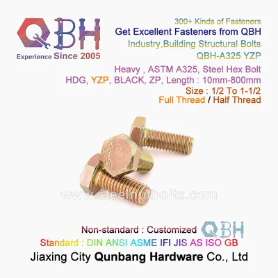 Qbh ASTM F3125 Carbon Steel Yellow Zinc Plated Yzp Bolt (ASTM A325/A325M)