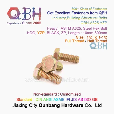 Qbh ASTM F3125 Yellow Zinc Plating Yzp F 3125 Steel Structural Hexagonal Hex Head Bolt (A325/A325M)