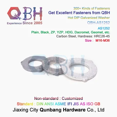Qbh As1252 Carbon Steel Hot DIP Galvanized HDG 35-45HRC Hardness Customized Custom-Made OEM ODM Metal Flat Round Special Washer Backup Ring