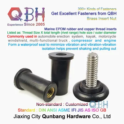 Qbh Automobile Erection System Machining Repairing Maintaining Parts EPDM Rubber Copper Brass Thread Customized Custom-Made Inserts Nut and Bolt Unit