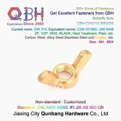 Qbh Brass Copper Butterfly Thumb Wing Nuts with Edged Wings