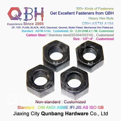 Qbh Bulk Order OEM ODM ASTM A194 Series Standard Steel Workshop Structure Heavy Hex Nut