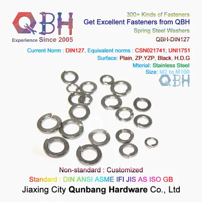 Qbh Carbon Stainless Steel Fastener Parts DIN 127 Stainless Steel Spring Lock Washer