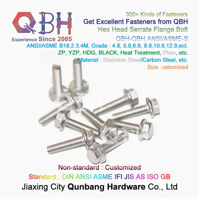 Qbh Carbon Steel/Stainless Steel Customized Hexagon Head ANSI/ASME B18.2.3.4m Flange Bolts and DIN6923 Flange Nut