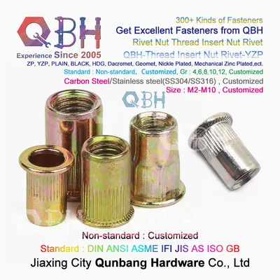 Qbh Carbon Steel Stainless Steel Yellow Zinc Zp/Yzp/Plain/Black/HDG/Dacromet/Geomet/Nickle Plated Customized Metric Blind Hollow Flat Countersunk Head Rivnut