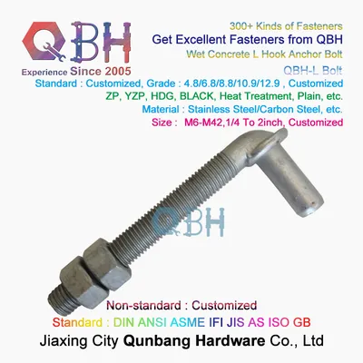 Qbh Carbon Steel Traffic L Shape Type 90 Degree Angle Anchor Bolt