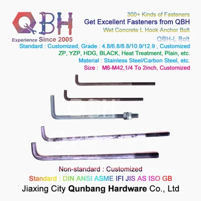 Qbh Carbon Steel Traffic Light L-Type L-Shape Bolt Anchor Screw