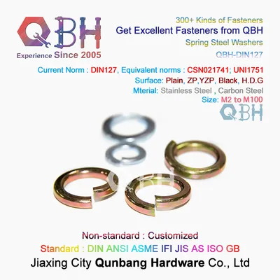 Qbh China Professional Supplier Fastener Fitting Hardware Parts Supply All Kinds of Spring Washers