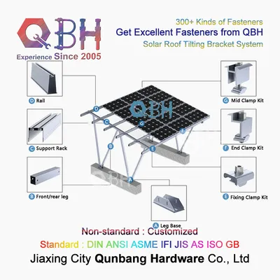 Qbh Civil Industrial Solar Power Energy Photovoltaic PV Panel System Roofing Roof Sloping Tilting Mounting Bracket Rack Stand Construction Building Hardware