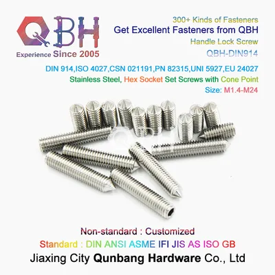 Qbh Cup/Cone Point DIN914/DIN916 Stainless Steel Ss 304/316 SUS 304/316 Concave End Hex Socket Set Screw