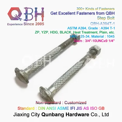 Qbh Custom-Made OEM ODM Steel Structure Signal Tower/Carriage ASTM ANSI DIN GB Ifi as BS GOST ISO JIS Amse Standard Carbon/Stainless Steel Knurl Step Fasteners